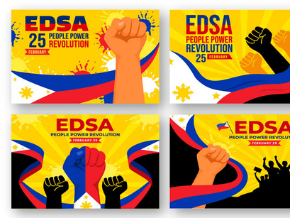 12 Edsa People Power Revolution Anniversary of Philippine Illustration