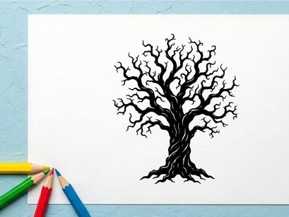 Black Leafless Tree Illustration for Artistic or Conceptual Use