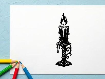 Stilisierte brennende Kerzen-Illustration für gotische oder Halloween-Motive