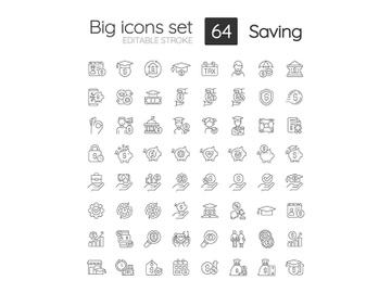 Saving linear icons set preview picture