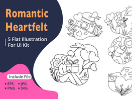 Valentines Day Line Art Illustration Pack Romantic and Heartfelt Designs preview picture