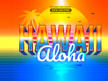 Hawaii aloha editable text effect style with theme vibrant neon light concept for trendy flyer, poster and banner template promotion preview picture