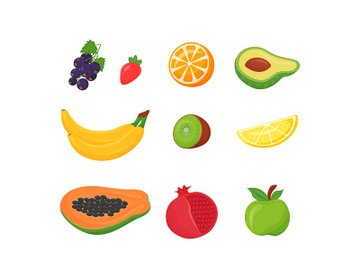 Fresh fruits cartoon vector illustrations set preview picture