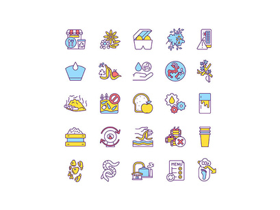 Environmental problems and solutions icons bundle