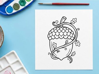 Whimsical fairy-tale inspired illustration of an enchanted acorn. Artistic fantasy design for childrens books or storytelling projects.