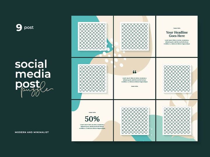Social Media Post Template Instagram Puzzle Vector