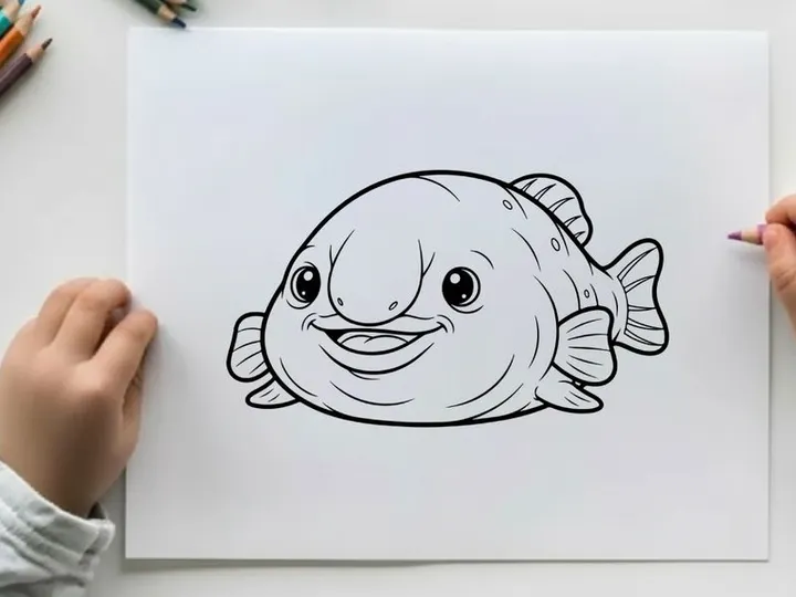 Happy cartoon fish smiling vector illustration flat design
