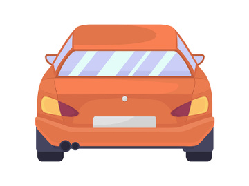 Back view car semi flat color vector object preview picture