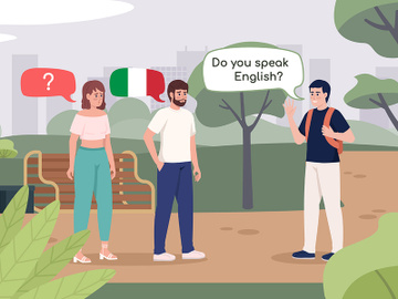 Traveling without speaking Italian flat color vector illustration preview picture