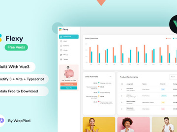 Flexy Free Vuejs Vuetify Admin Template preview picture