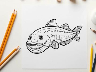 Cartoon tuna fish smiling vector illustration flat design