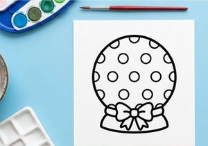 Hand-drawn Halloween wall clock with polka dots and bow. Spooky cartoon timepiece for festive fall decor and party themes.