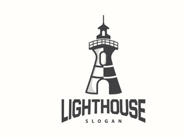 Lighthouse Logo, Beacon Vector Modern Simple Beach Searchlight Tower preview picture