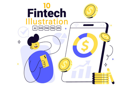 10 Fintech Vector Illustration