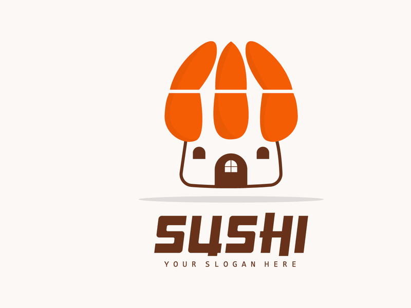 Sushi Logo, Japanese Food Sushi Seafood Vector
