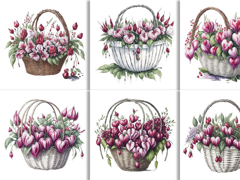 Watercolor Flower Basket Design