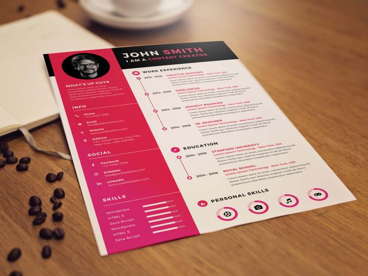 Modern Resume CV Template Free PSD