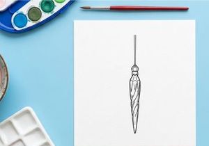 Christmas icicle ornament line art illustration isolated on white background