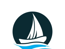 Sailboat boat on sea ocean wave with logo design simple ship