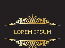 Gold luxury floral vintage monogram decorative logo template