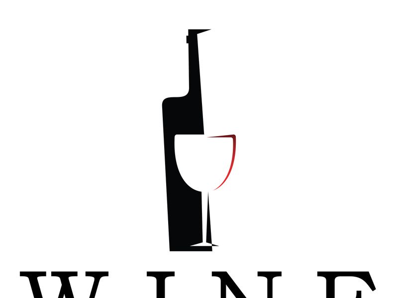 Wine logo with wine glasses and bottles.for night clubs,bars,cafe and wine shops.