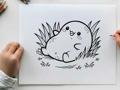 Cute snail with happy face in grass vector illustration