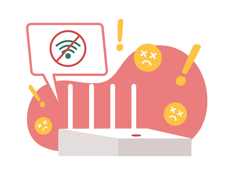 Absent router signal 2D vector isolated illustration