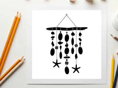 Silhouette of a seashell and starfish wind chime decoration