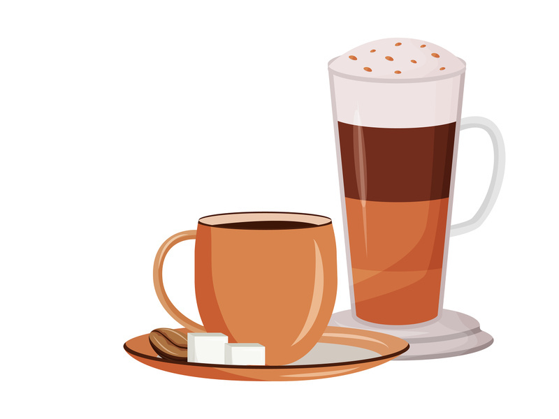 Coffee drinks cartoon vector illustration