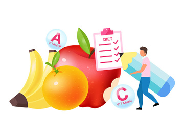 Fruits in diet plan flat vector illustration preview picture