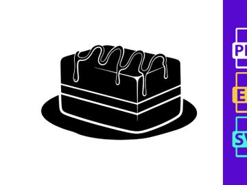 Rectangular Chocolate Drizzled Cake Slice preview picture