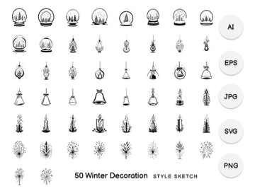 Winter Decoration Element Draw Black preview picture