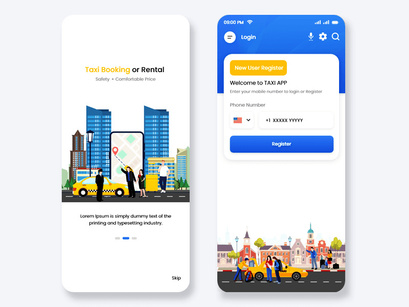 Taxi Booking Or Car Rental Mobile App UI Kit
