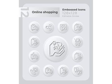 Online shopping embossed icons set preview picture