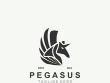 Pegasus horse Logo minimalist, Line art, Modern simple mascot, Mystic premium emblem