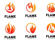 Red Flame Logo, Burning Heat Fire Vector