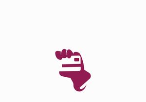 Hand holding credit card business icon image design