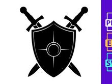 Decorated Shield and Swords Silhouette