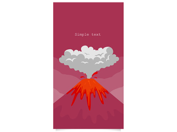 Volcano eruption flat color vector background with text space preview picture