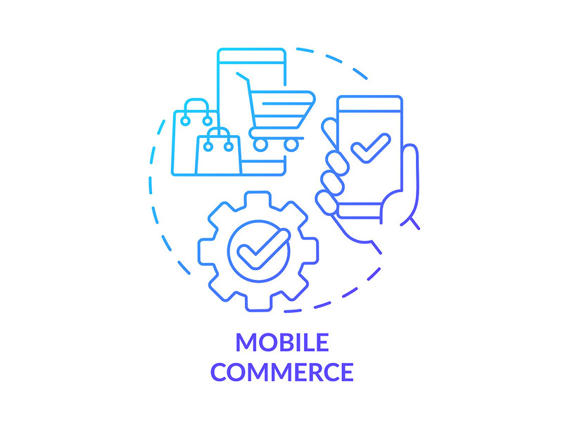 Mobile commerce blue gradient concept icon