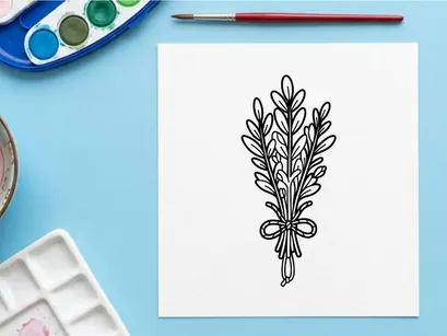 Ilustración elegante de rama de olivo para decoración festiva. Vector botánico dibujado a mano con hojas de otoño naturales y moño de cuerda.