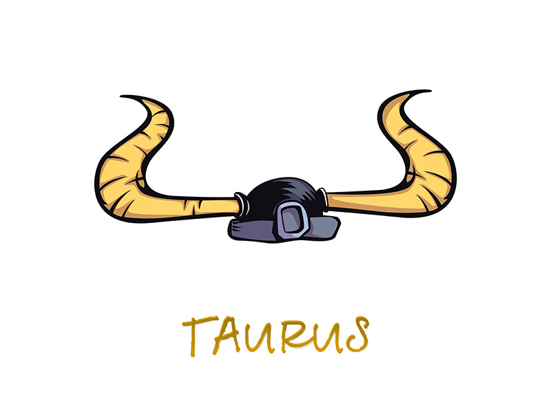 Taurus zodiac sign accessory flat cartoon vector illustration