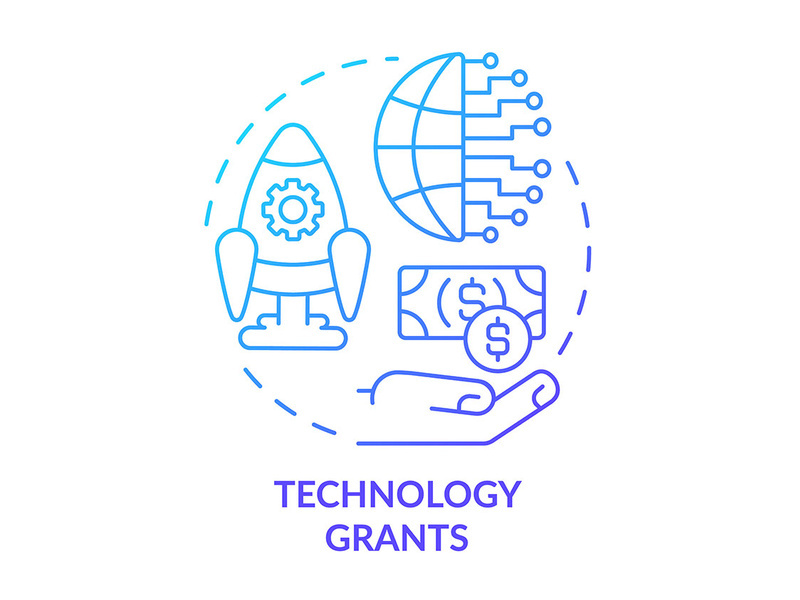 Technology grants blue gradient concept icon