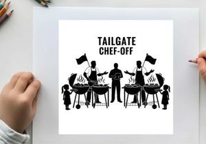 Silhouette of people at a tailgate chef off cooking competition