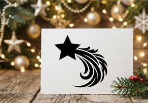 Schwarzes Sternschnuppen-Symbol isoliert auf weißem Hintergrund für Weihnachts- und Feiertagsdesign.