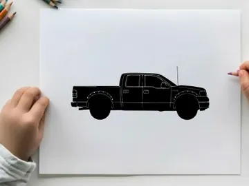 Silhouette of a pickup truck against a white background preview picture