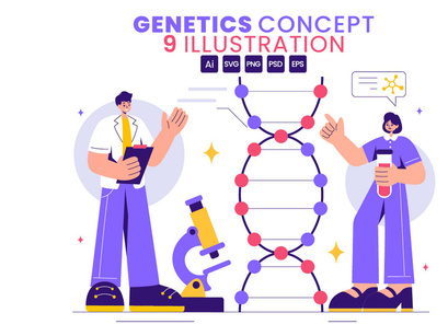 9 Genetic Science Concept Illustration