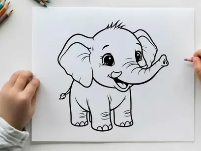 Cute baby elephant smiling vector illustration flat design