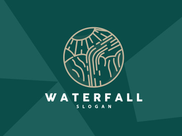 Waterfall Logo, River Mountain Forest Exploring Design Illustration preview picture