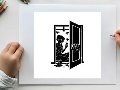 Silhouette of a man entering a dark room through an open door